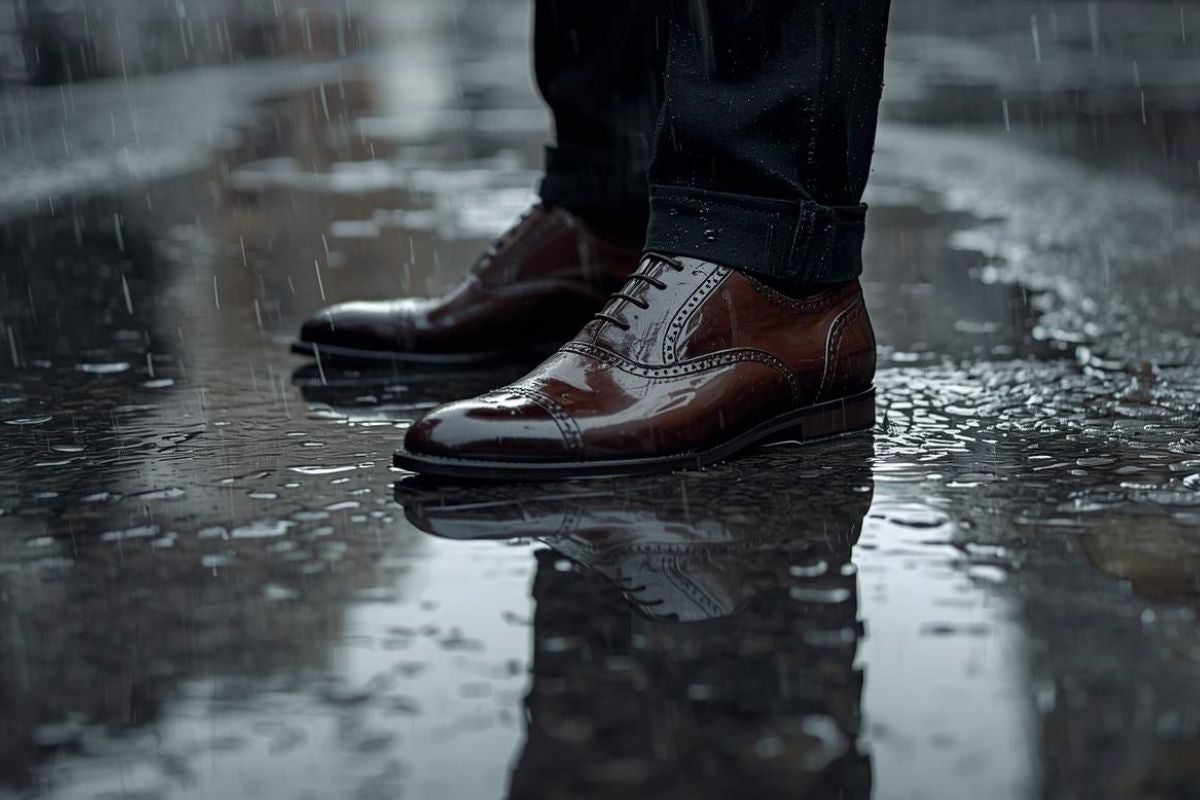 scarpe eleganti sotto la pioggia
