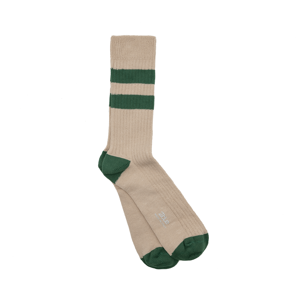 Chaussettes courtes homme Ciccone bicolores beige et vert en coton chaud