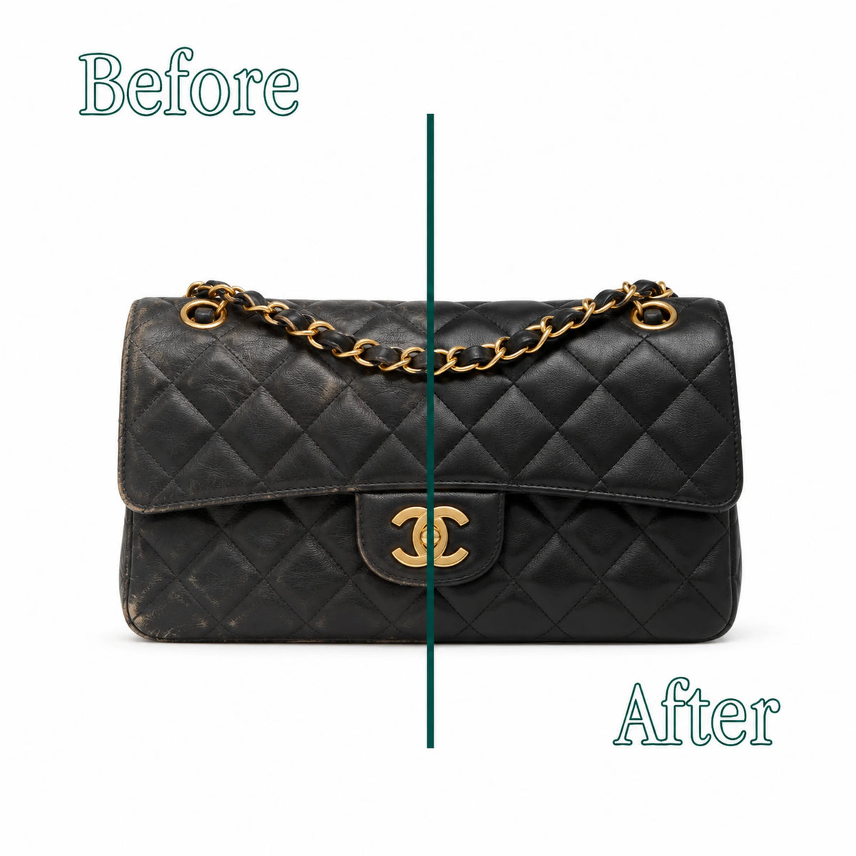Chanel Classic Flap: prima e dopo il restauro artigianale Maestri Ciccone
