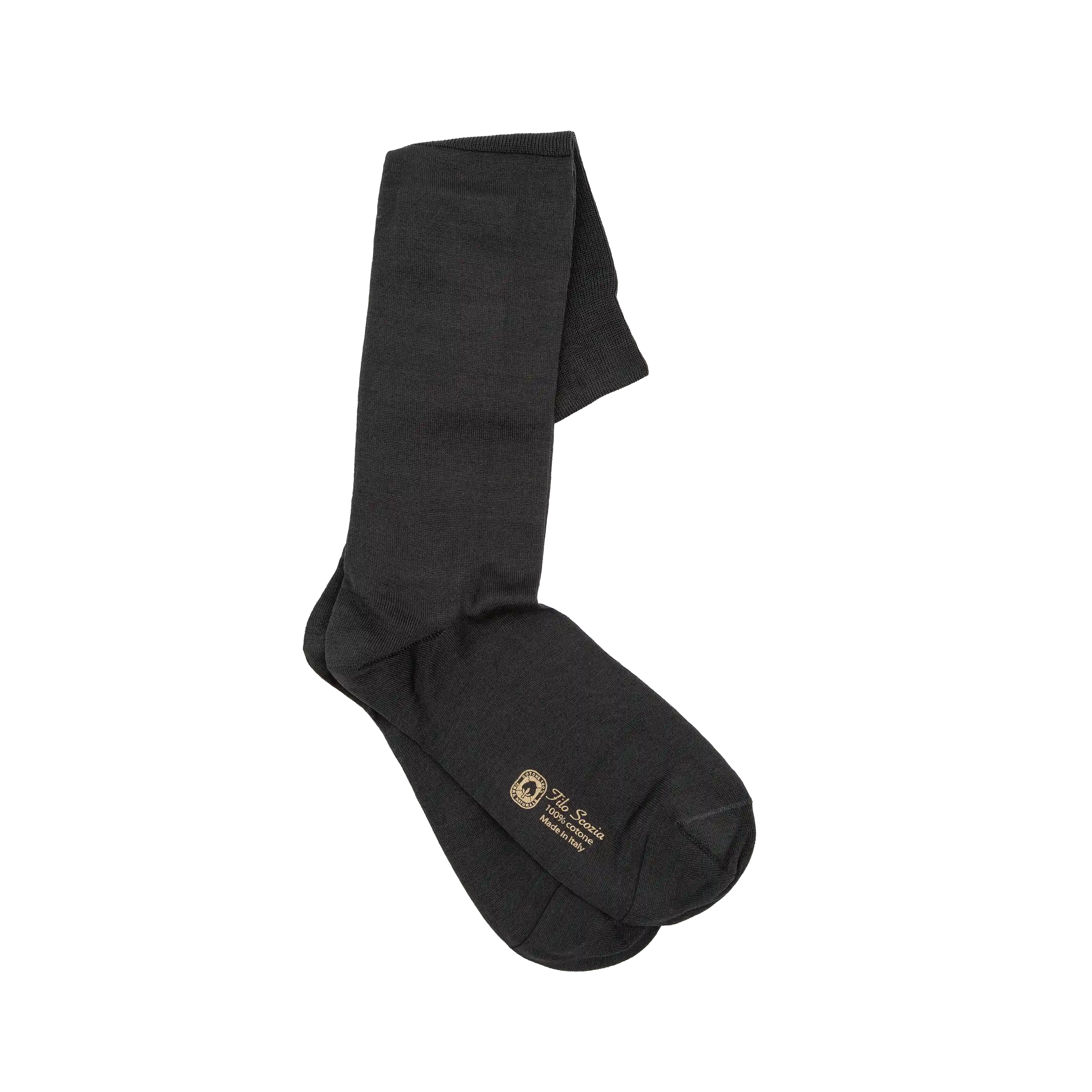 Calze uomo lunghe Ciccone tinta unita grigio scuro in filo di scozia