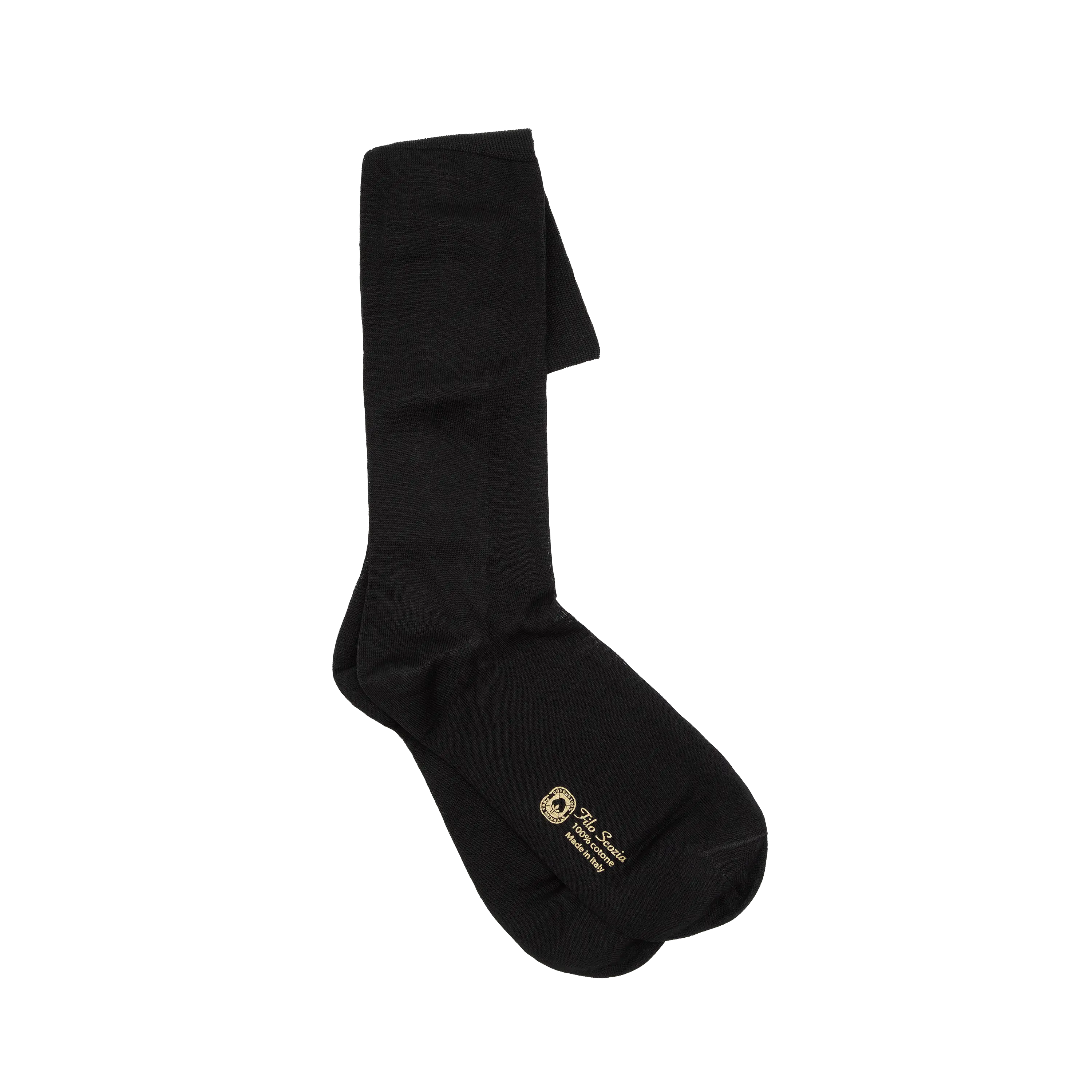 Calze uomo lunghe Ciccone tinta unita neri in filo di scozia