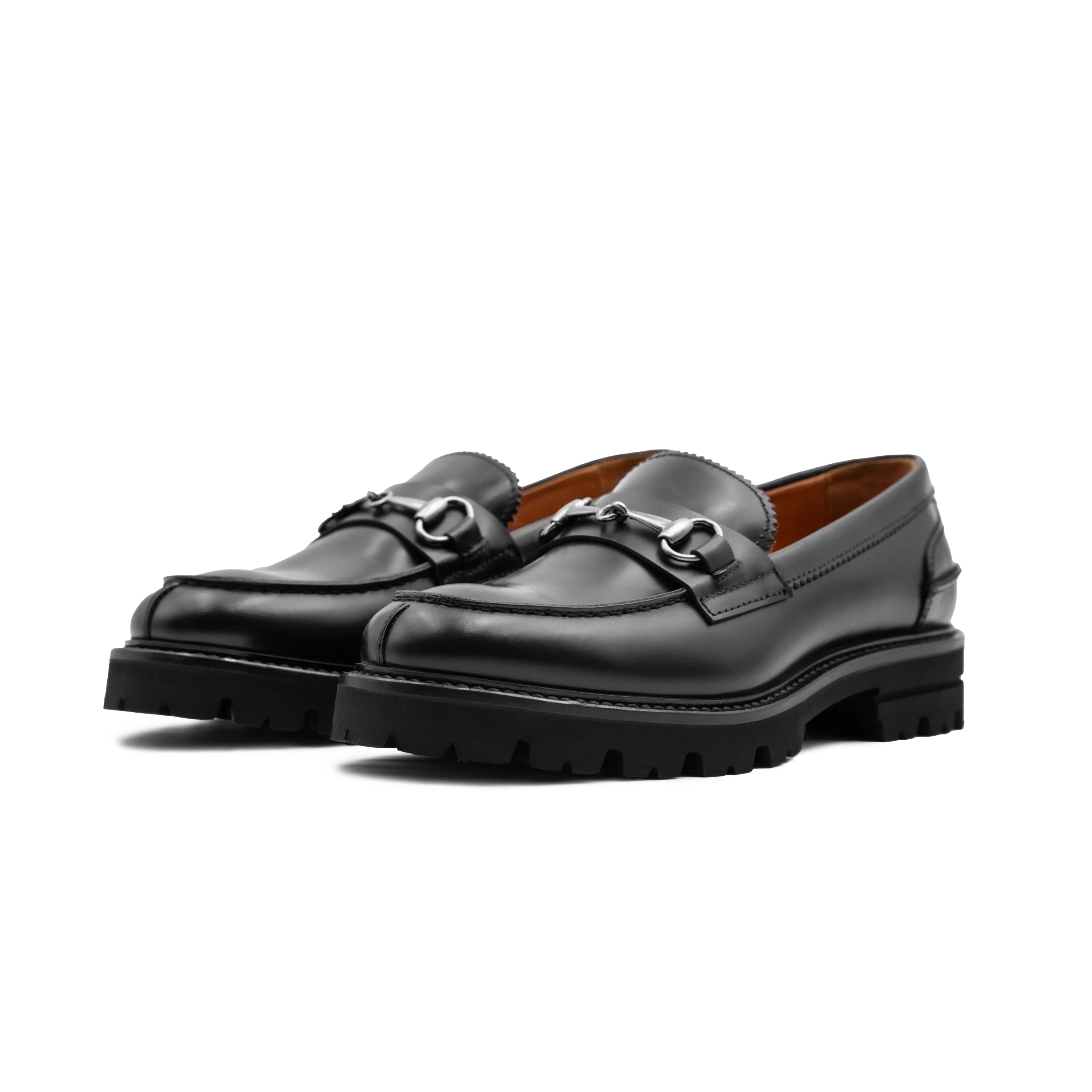 Couple of Loafers Genoa women's bag by Ciccone in black leather with buckles