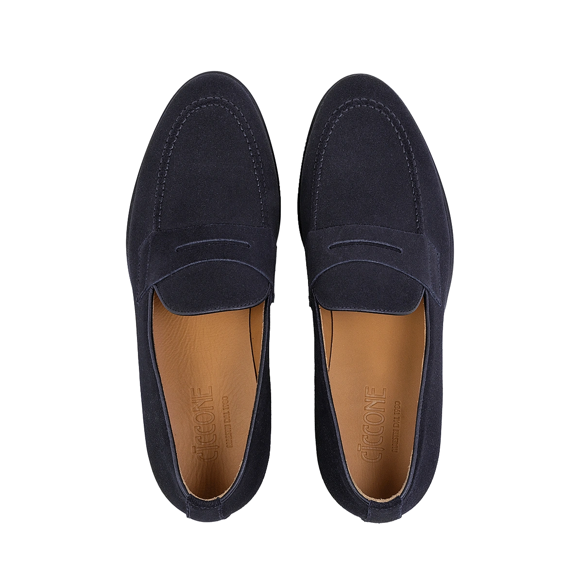 Mocassino scamosciato da uomo colore blu modello Messina dei Maestri Ciccone