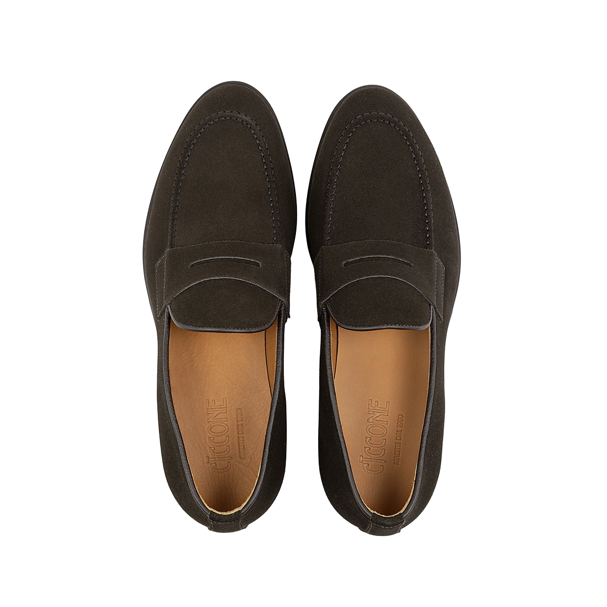 Mocassino scamosciato da uomo colore testa di moro modello Messina dei Maestri Ciccone