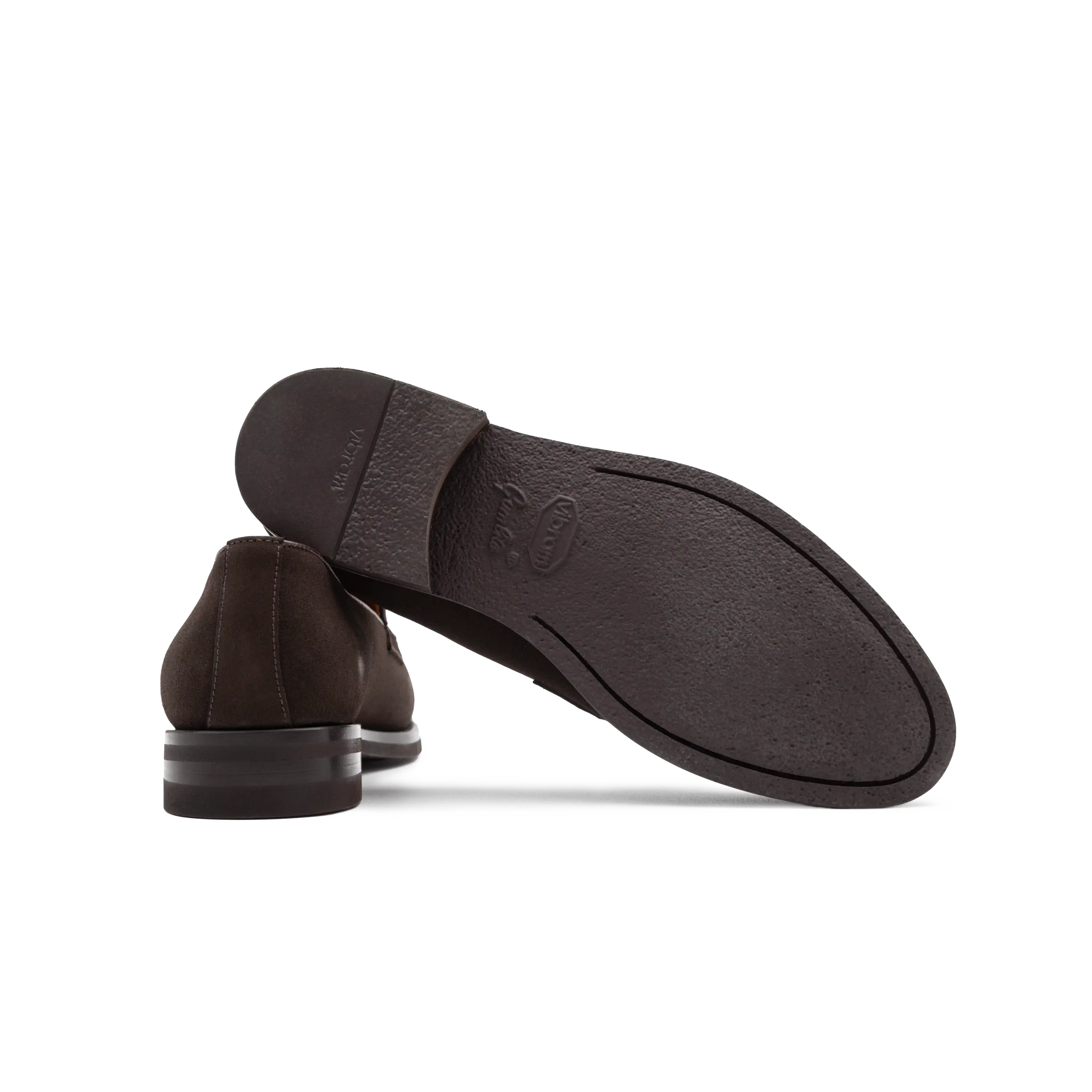 Rubber sole Loafer Ragusa men's shoes by Ciccone with tassels in dark brown suede