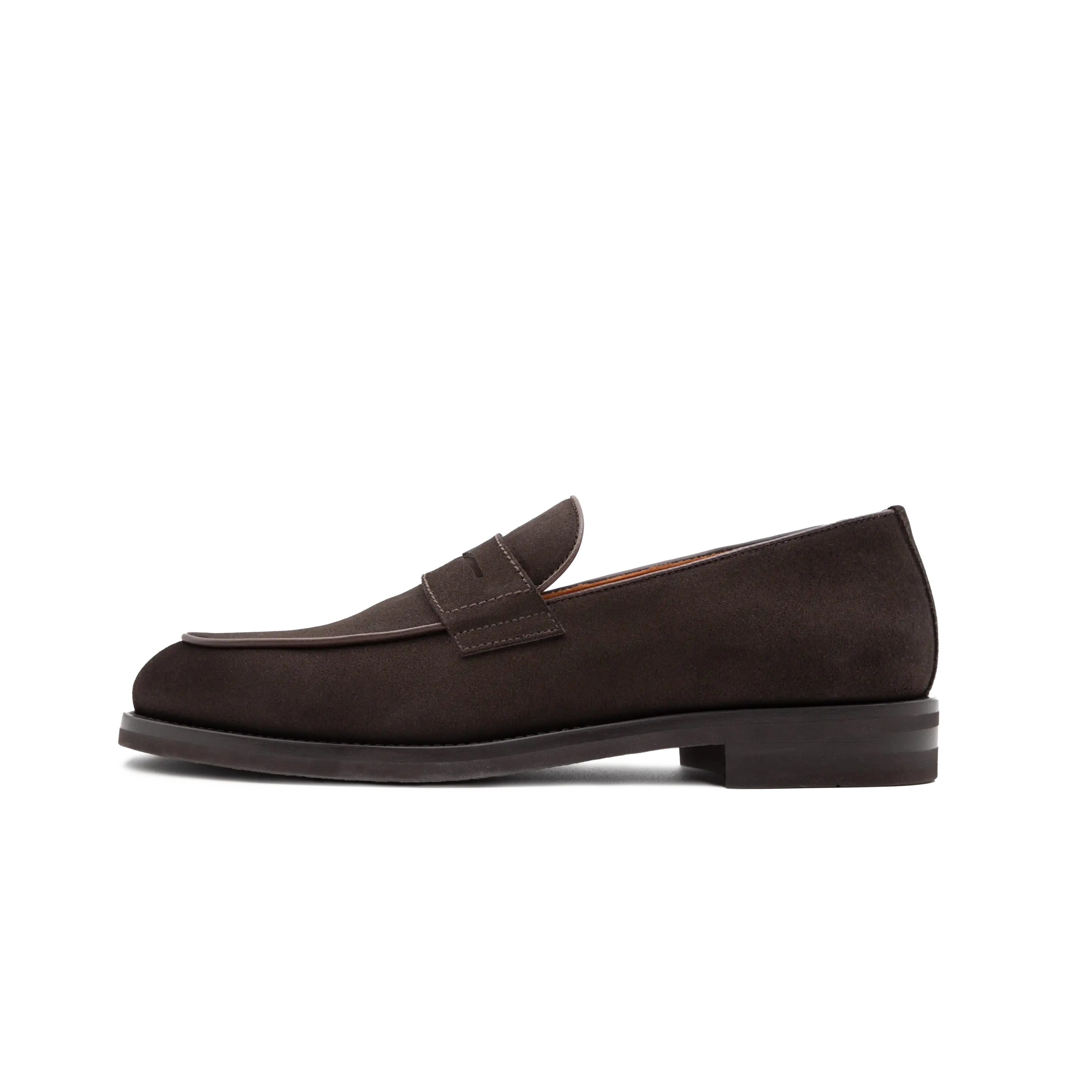 Mocassino da uomo Siracusa di Ciccone in pelle scamosciata testa di moro con suola in gomma, vista laterale