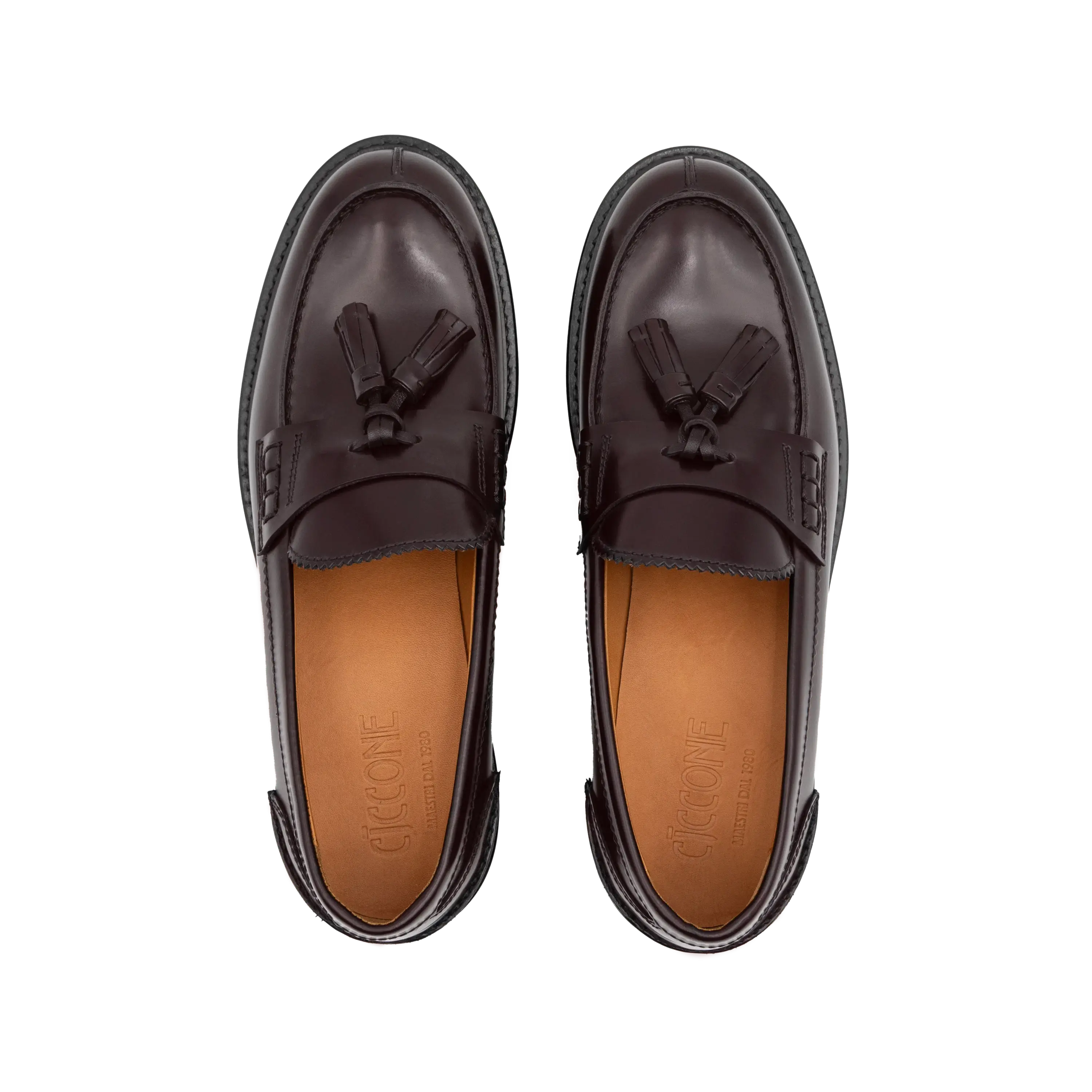 Ciccone Todi Loafer women's shoes in burgundy leather seen from above