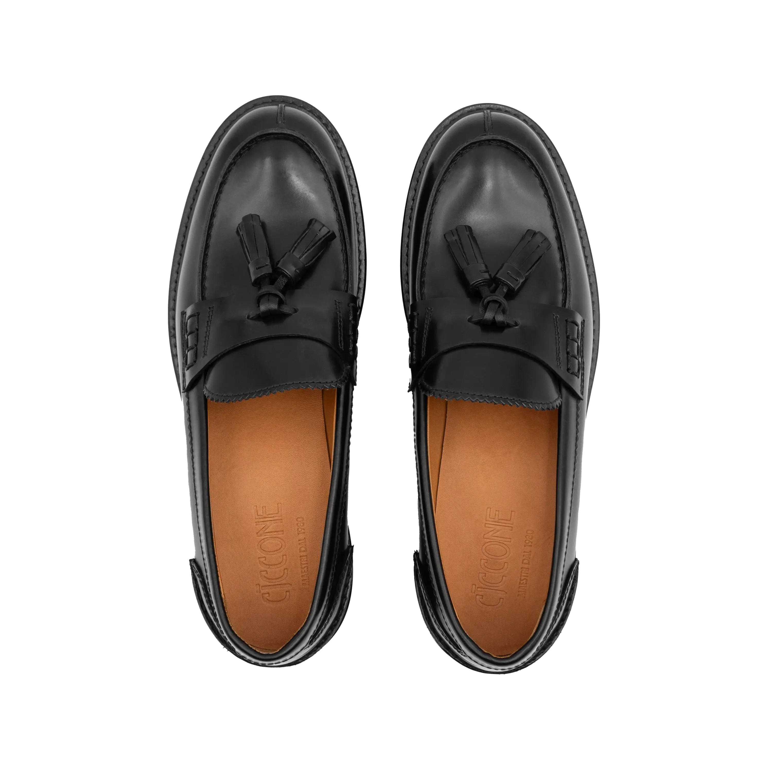 Ciccone Todi Loafer women's shoes in black leather seen from above