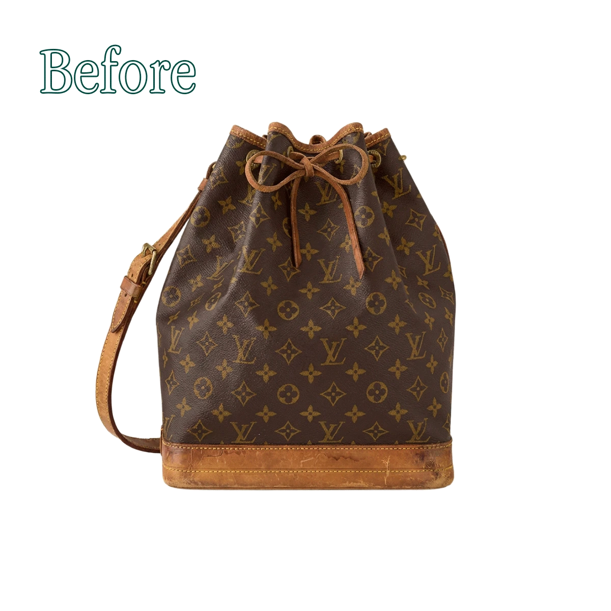 Sac Louis Vuitton Noè usé avant la restauration effectuée par les maîtres Ciccone