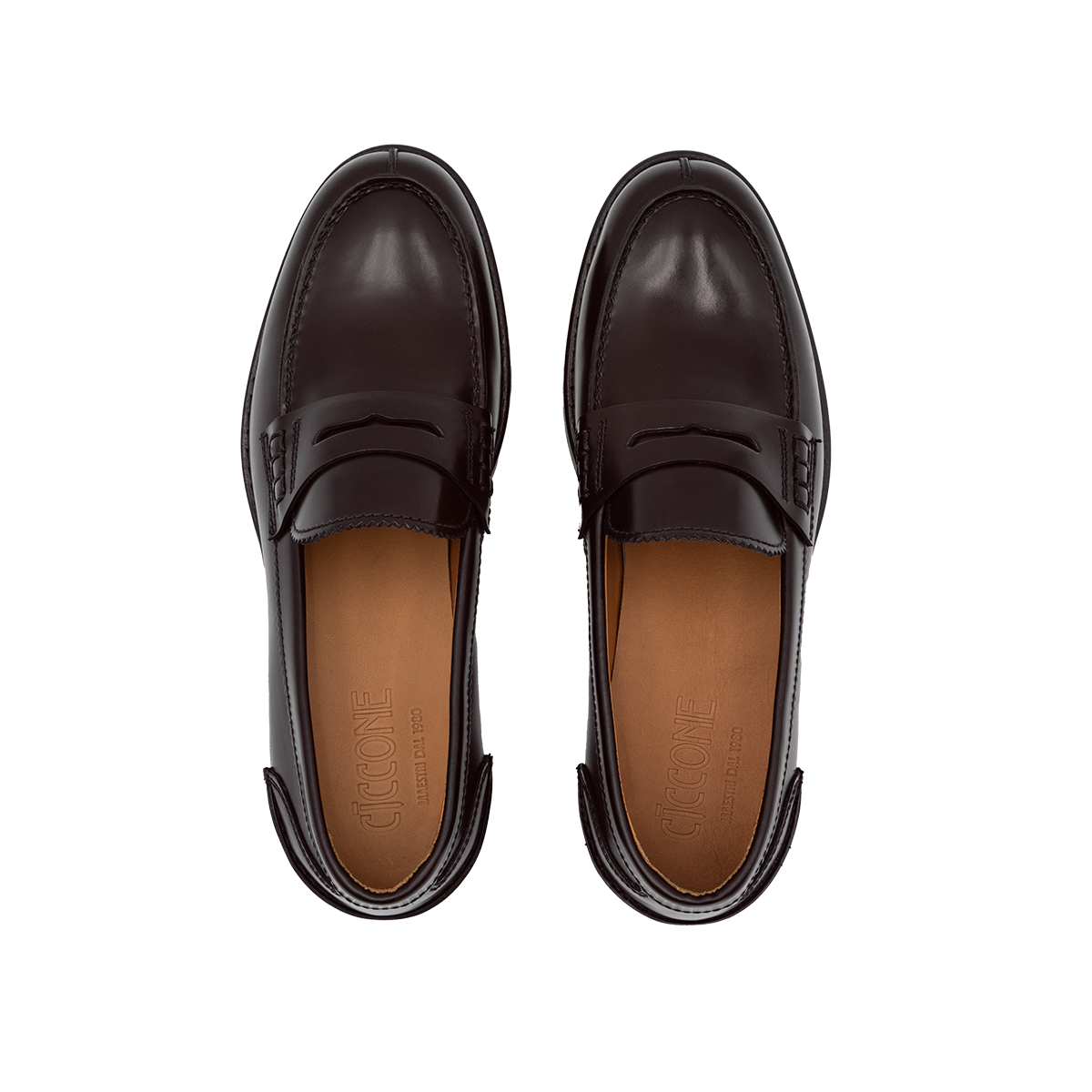 Top view of Loafer women's leather model Amalfi Burgundy color by Ciccone