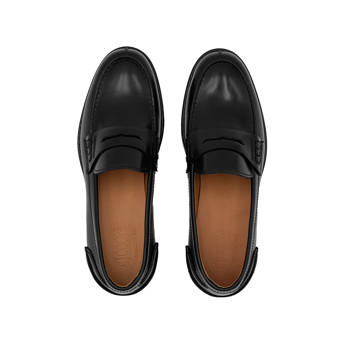 Top view of Loafer leather women's model Amalfi color Black by Ciccone