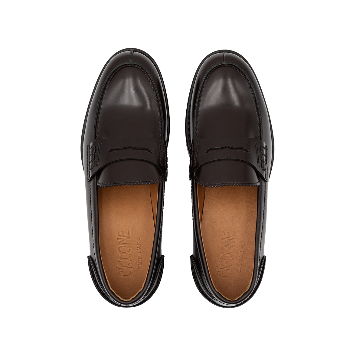 Top view of Loafer leather women's model Amalfi color Testa di Moro by Ciccone