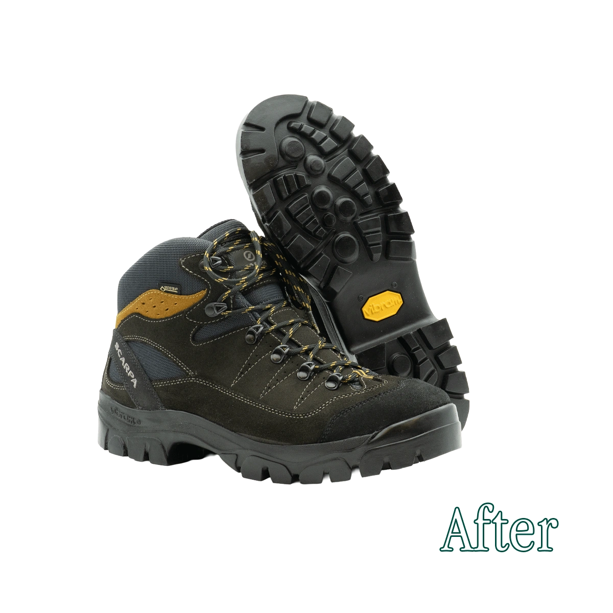 Scarponi La Scarpa dopo la riparazione effettuata dai Maestri Ciccone con suole Vibram