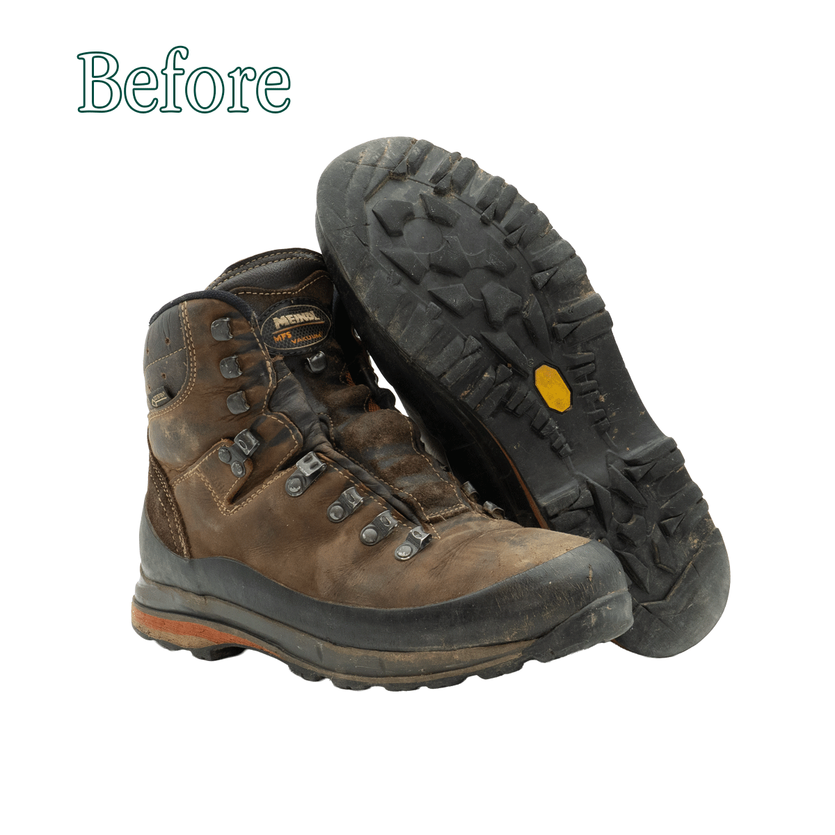 photo avant de ressemeler une botte Meindl réalisée par les Ciccone Masters avec semelle Vibram