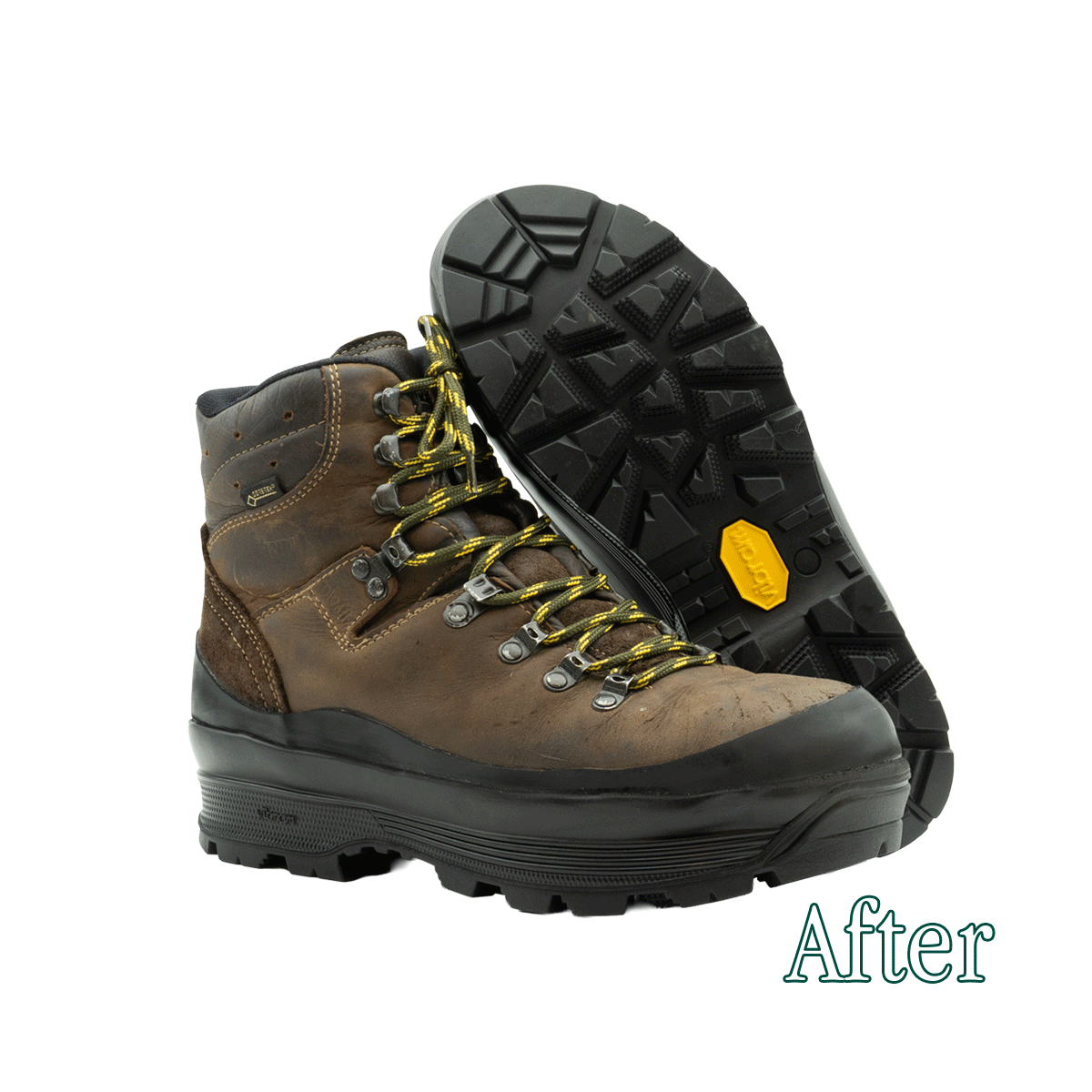 photo after the resoling of the Zamberlan boots with Vibram sole done by the Ciccone Masters