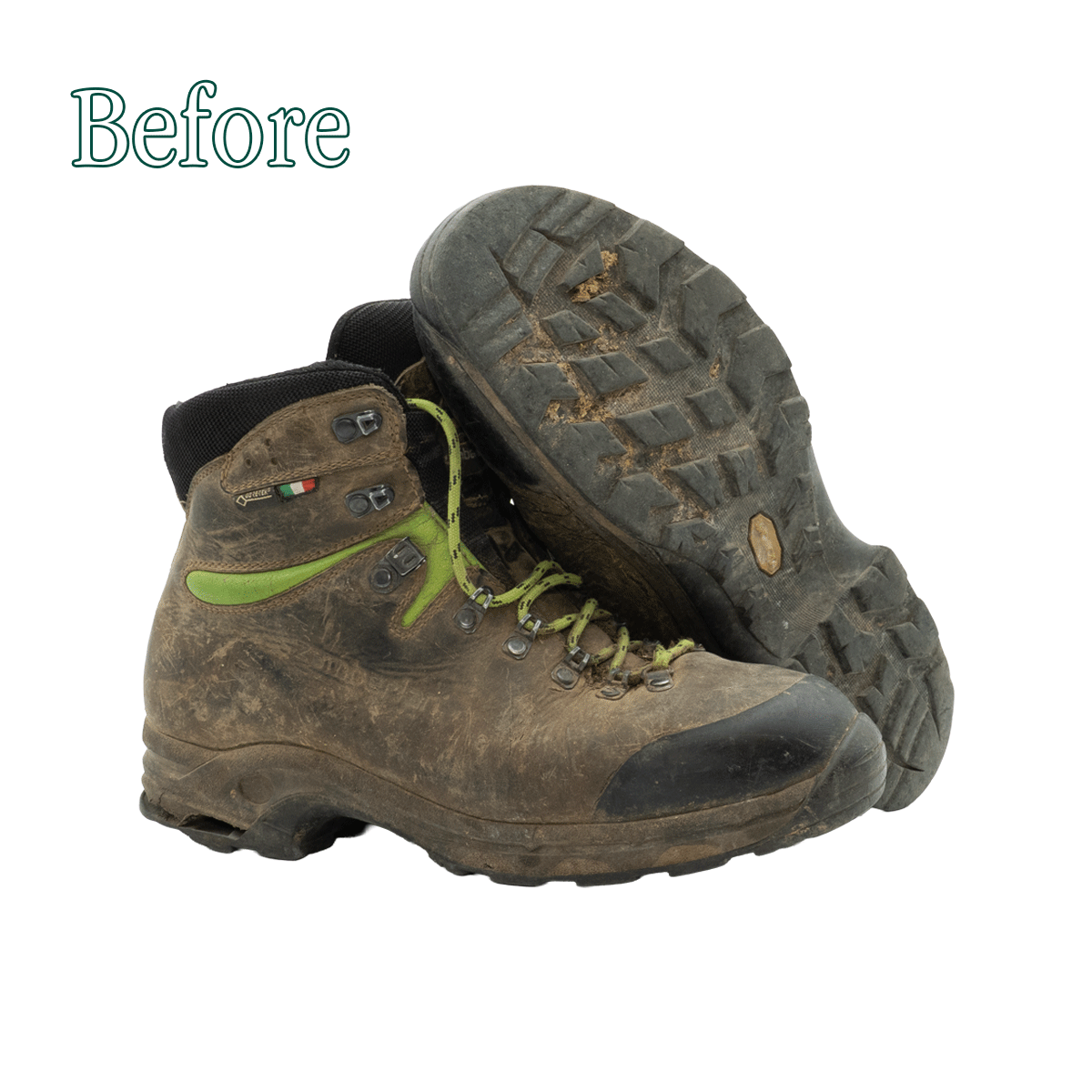 foto del prima della risuolatura degli stivaletti Zamberlan con suola Vibram fatta dai Maestri Ciccone