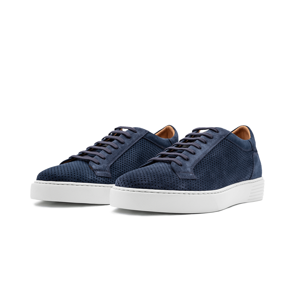 Sneakers estive in pelle traforata, colore blu, modello Cagliari di Ciccone - vista paio