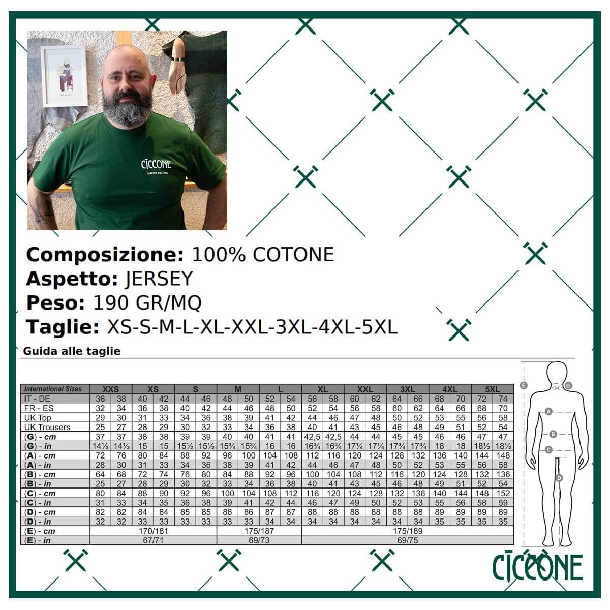 T-shirt verde disponibile in varie taglie | Maestri Ciccone