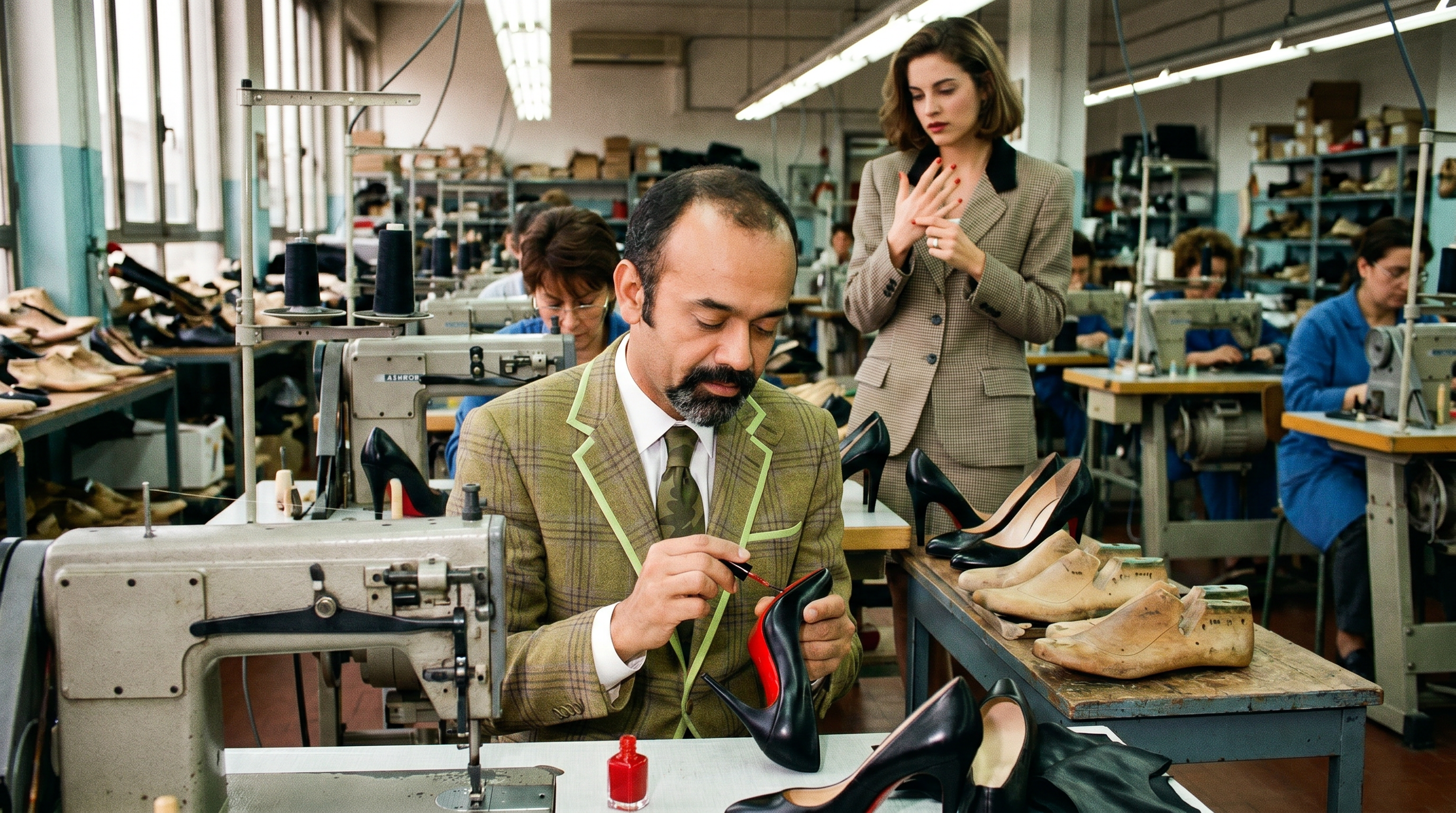 Christian Louboutin che dipinge la suola rossa
