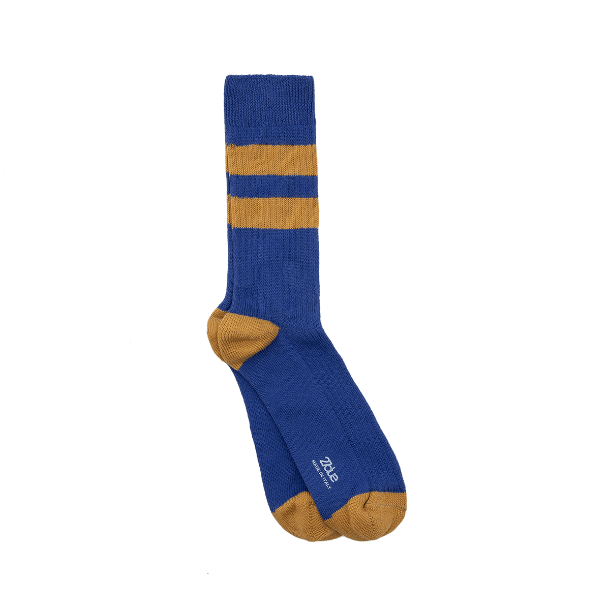 Calze corte da uomo Ciccone bicolor blu e gialle in cotone caldo