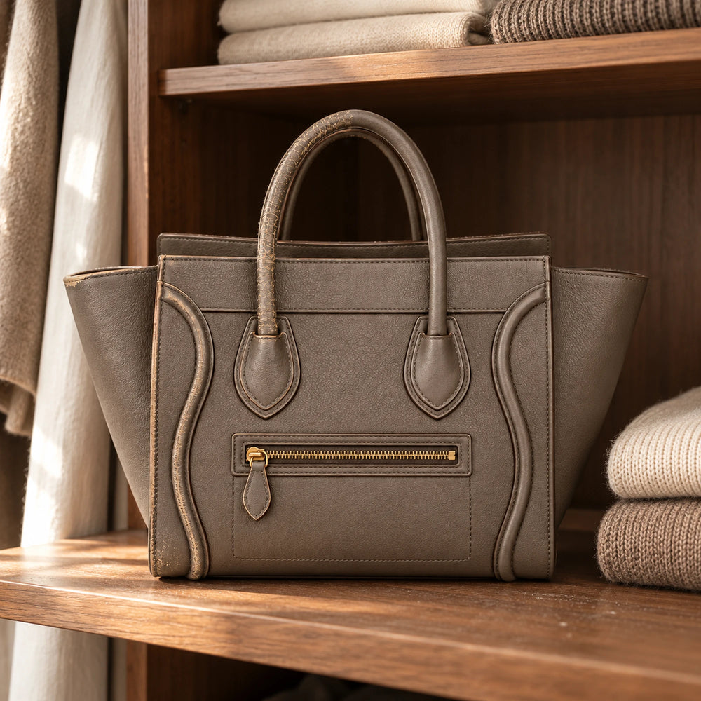 Celine Luggage usurata in un contesto reale, prima della riparazione