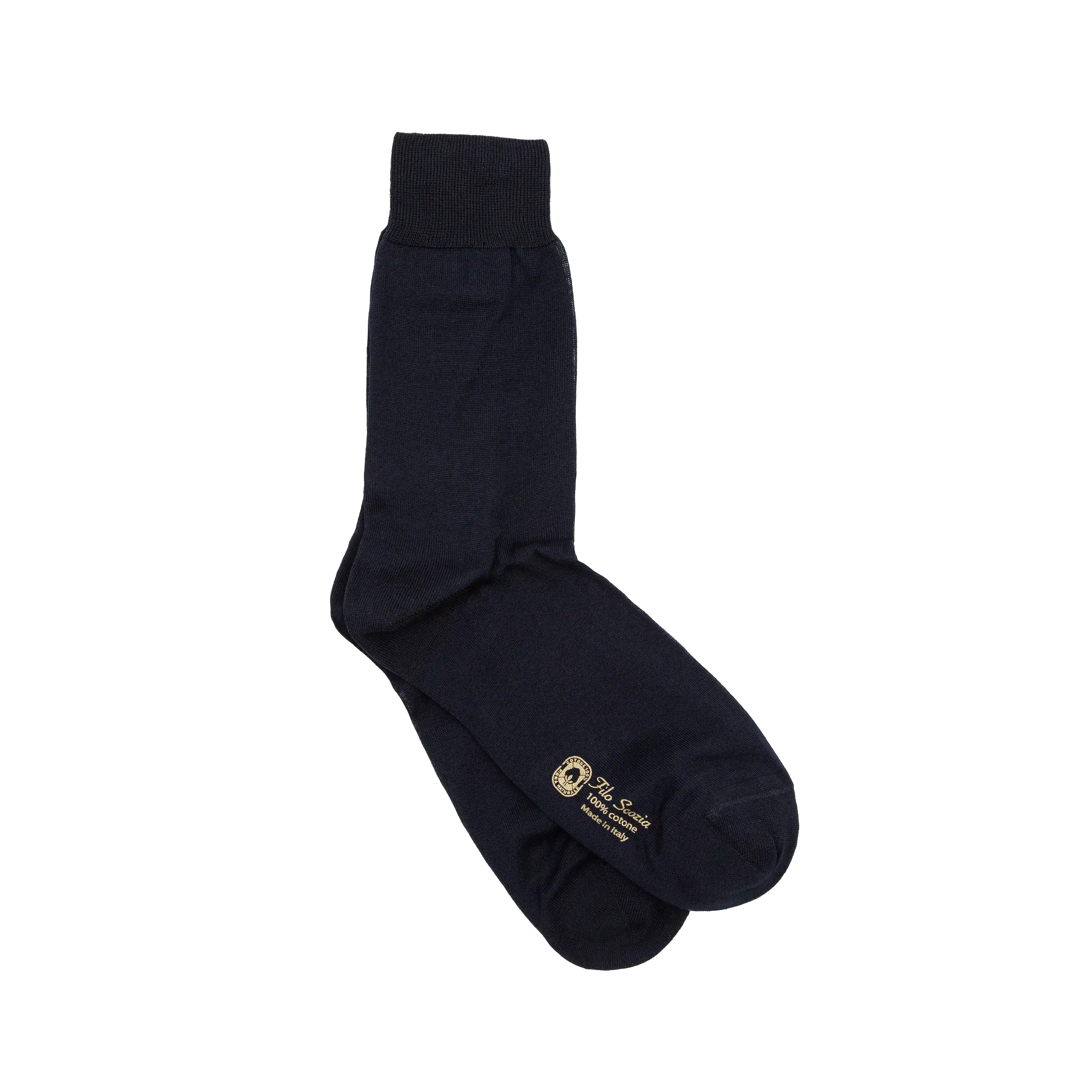 Calze uomo corte tinta unita blu in filo di scozia di Ciccone