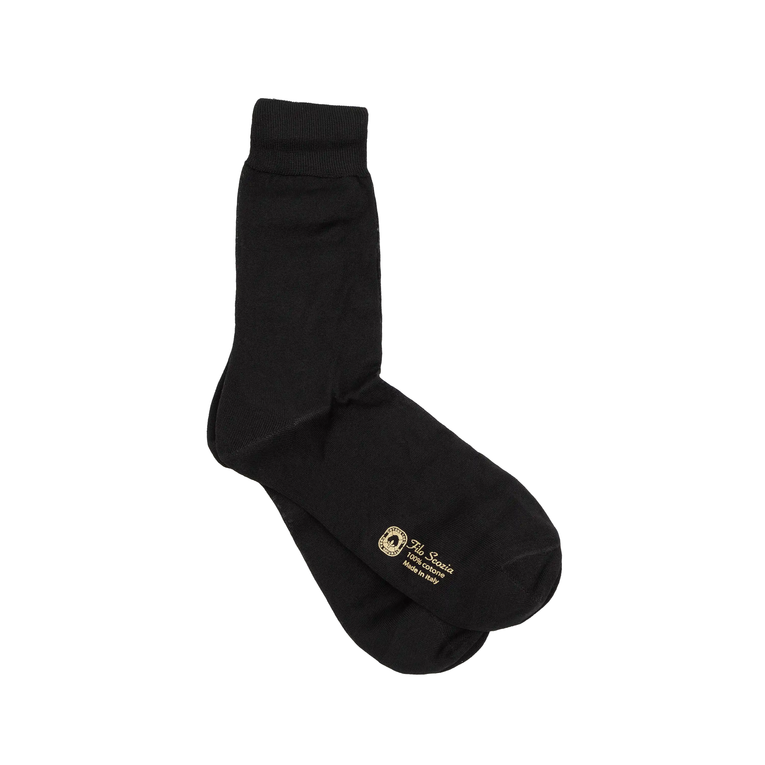 Calze uomo corte tinta unita neri in filo di scozia di Ciccone