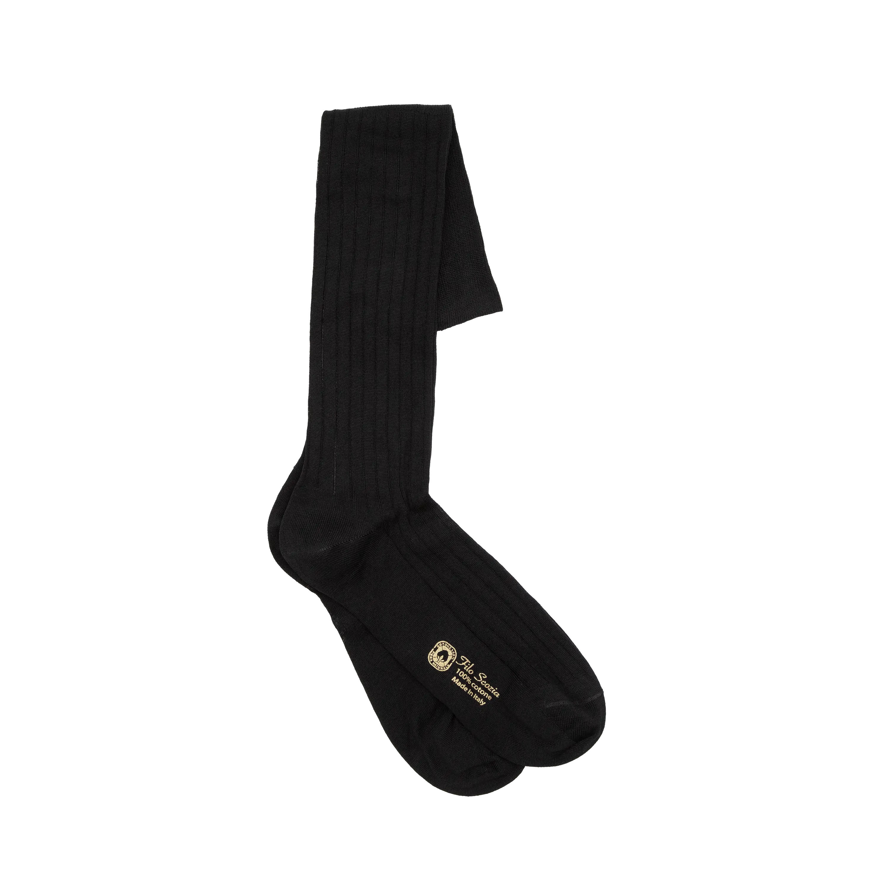 Ciccone calze uomo a coste nere in filo di Scozia