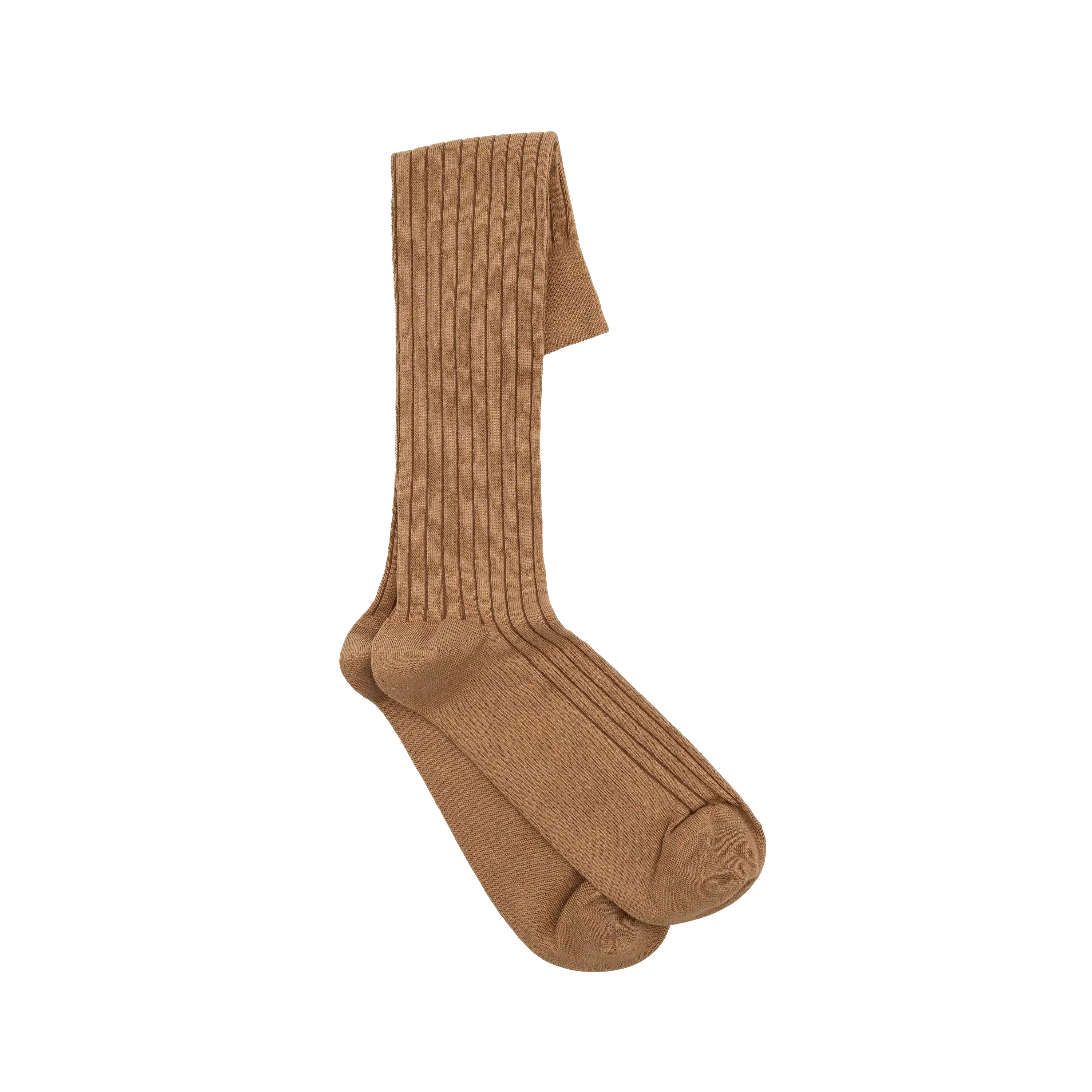 Calze lunghe da uomo Ciccone a coste colore ocra in cotone caldo