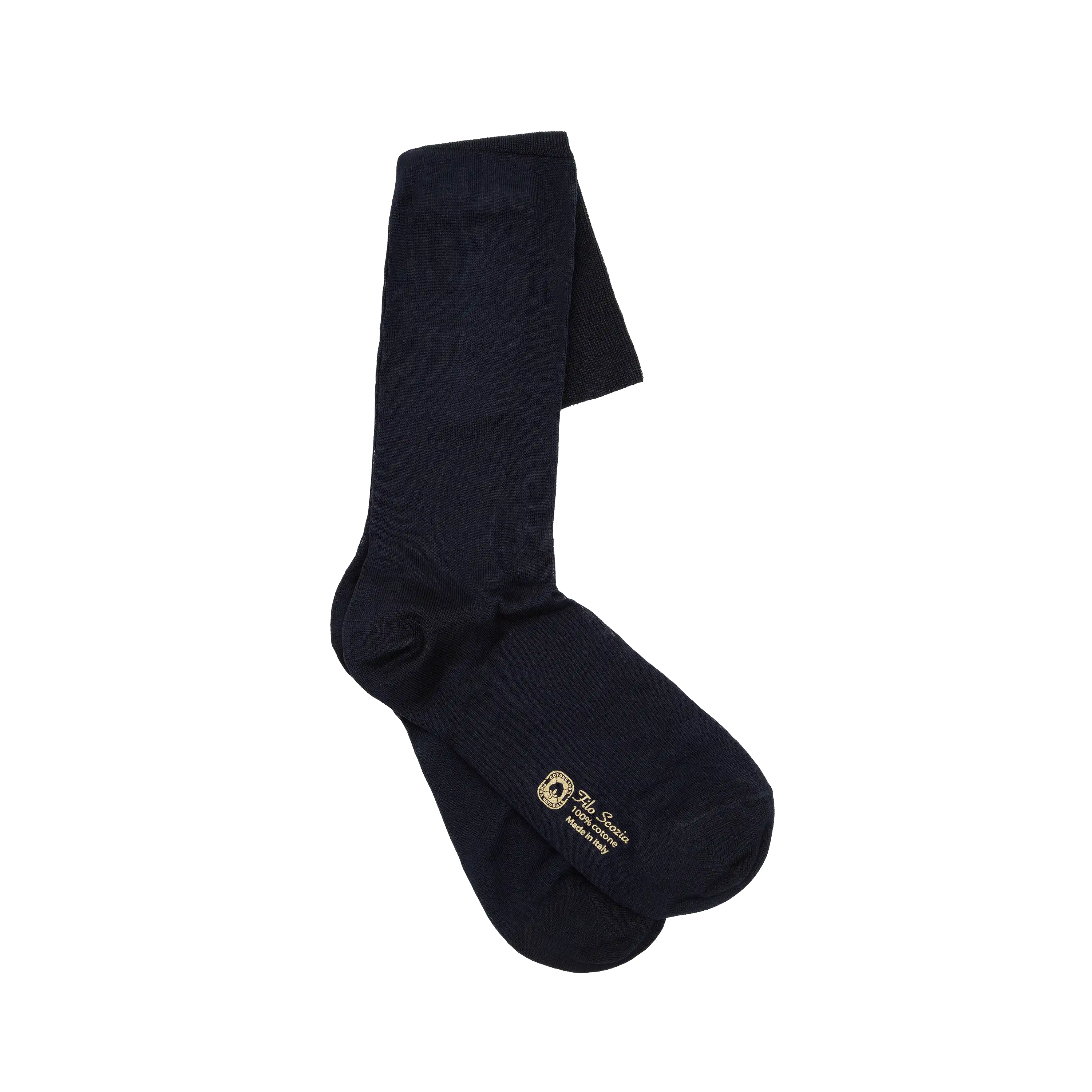 Calze uomo lunghe Ciccone tinta unita blu in filo di scozia