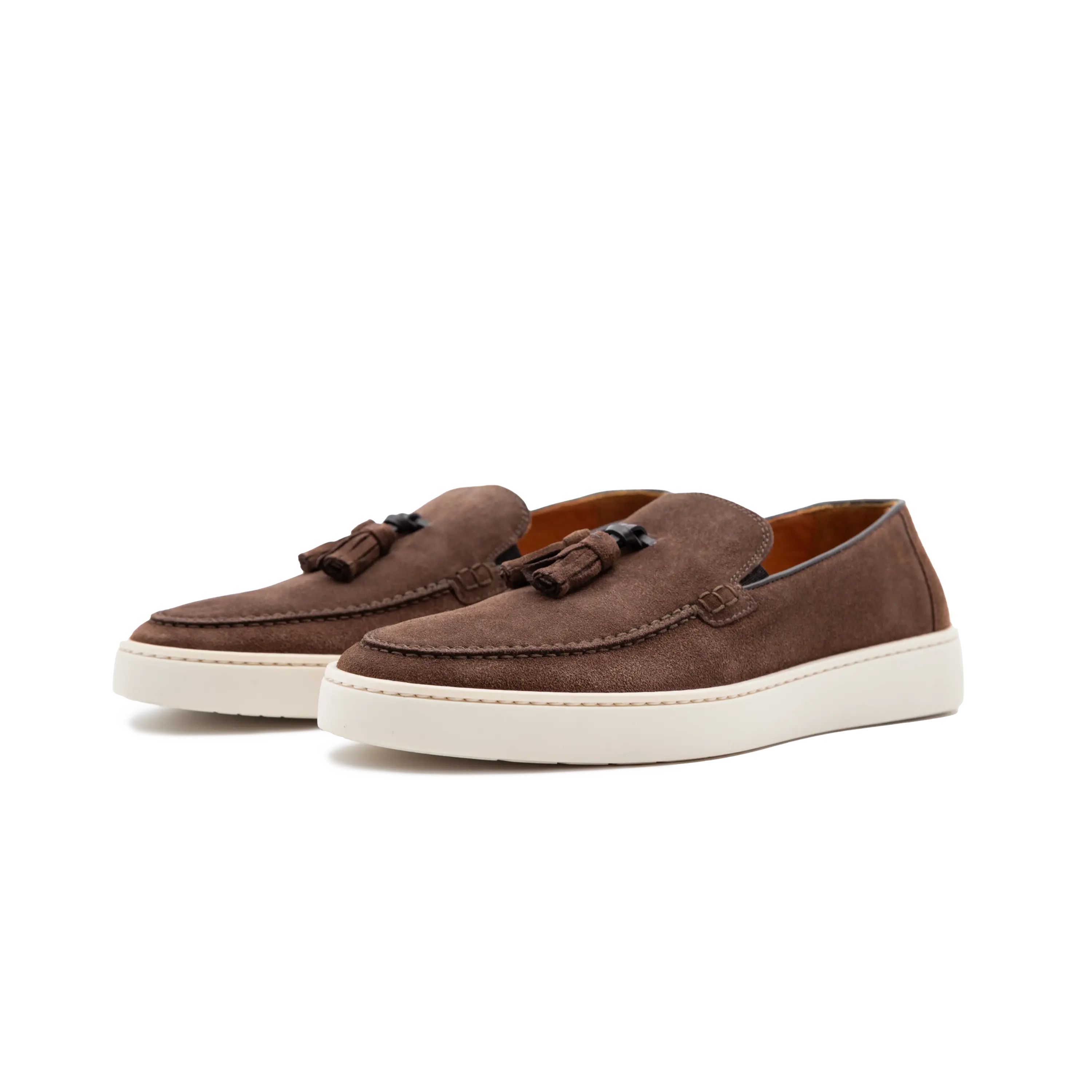 Couple of Loafers Lecce men's shoes by Ciccone in dark brown suede with rubber sole