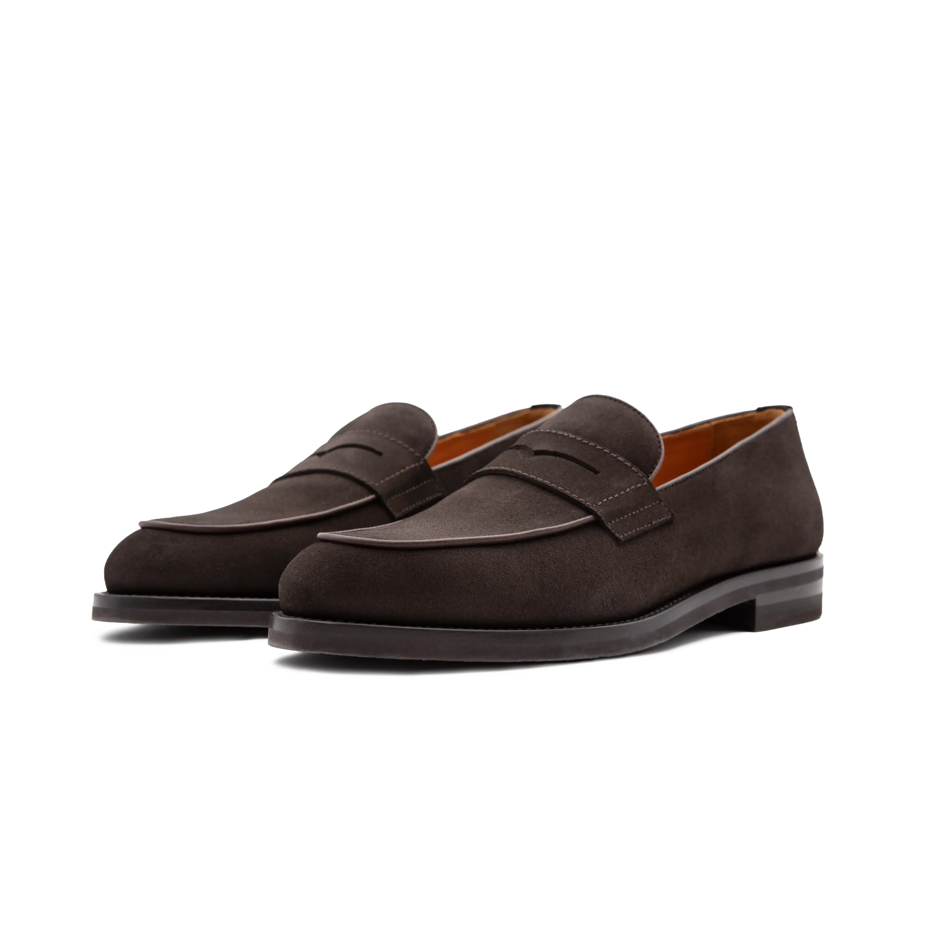 Paire de mocassins pour hommes Siracusa de Ciccone en daim marron foncé avec semelle en caoutchouc