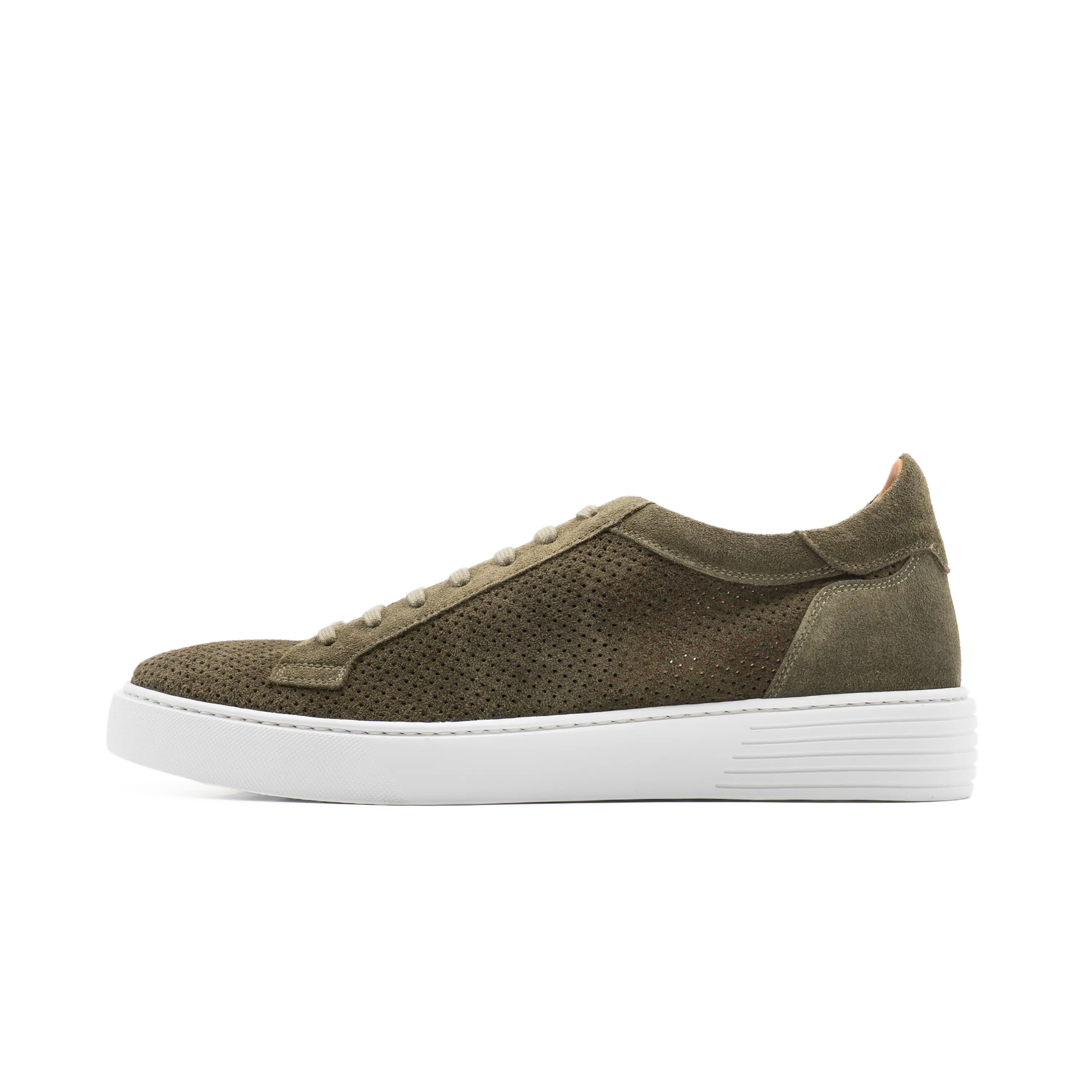 Sneakers estive in pelle traforata, colore verdone, modello Cagliari di Ciccone - vista laterale