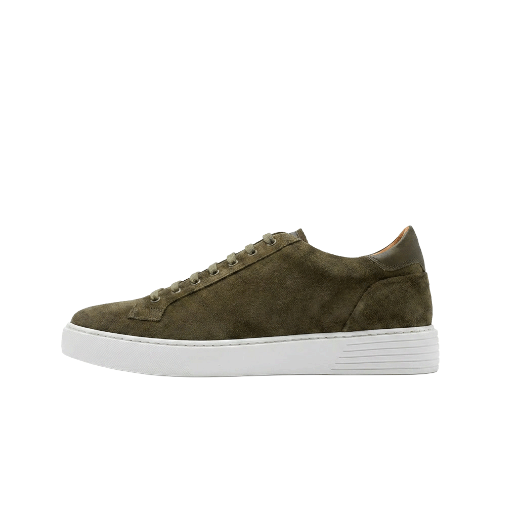 Men's sneakers in green suede, Sorrento model by Ciccone seen from the side