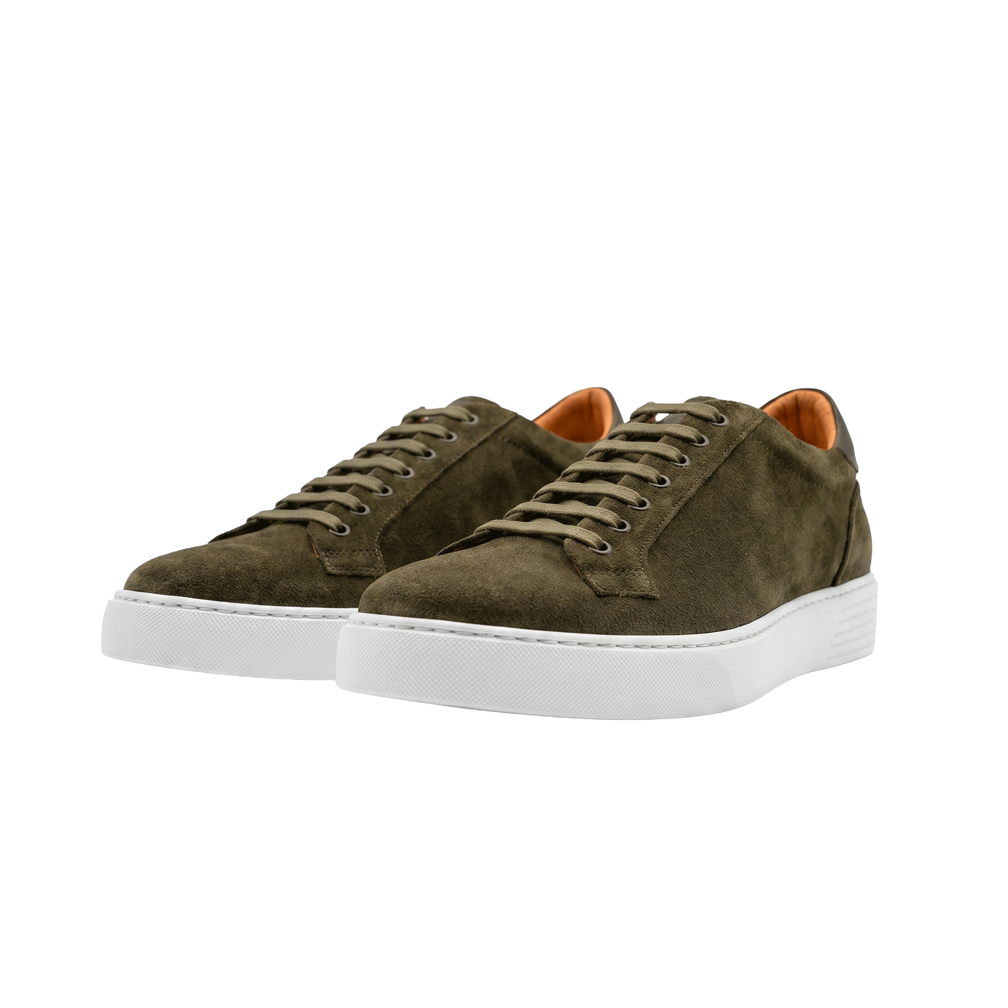 Men's sneakers in green suede leather, Sorrento model by Ciccone, view of the pair