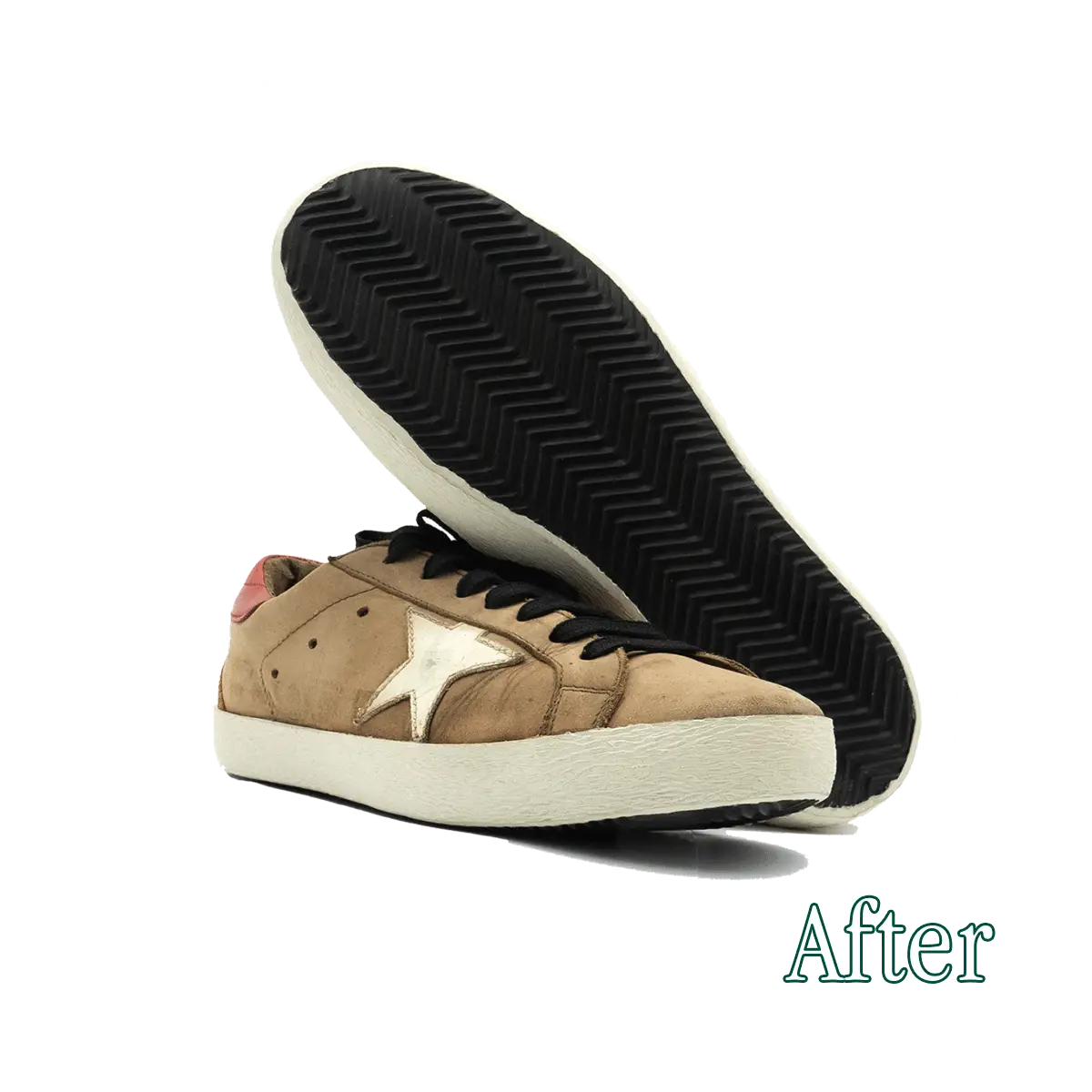 Foto delle sneakers Golden Goose Superstar dopo la loro riparazione fatta da Ciccone