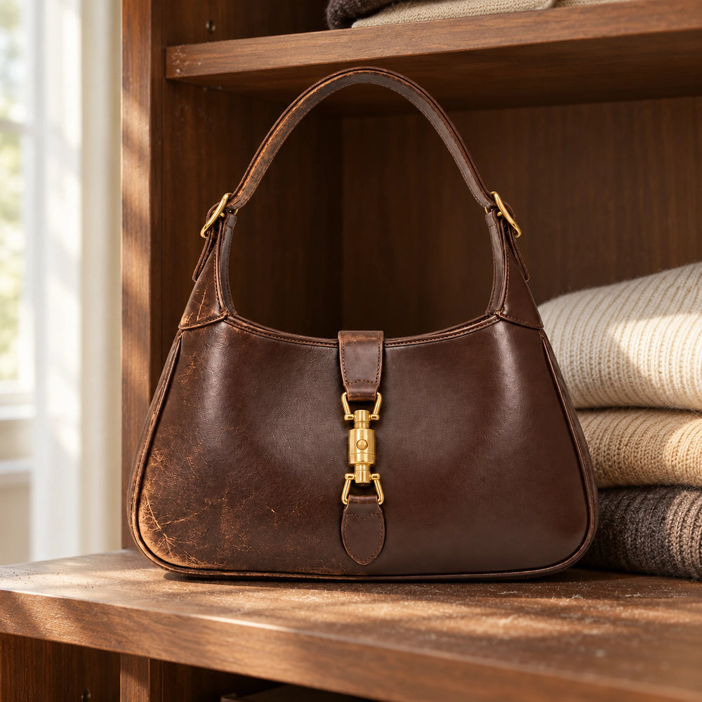 Gucci Jackie 1961 usurata in un contesto reale, prima della riparazione
