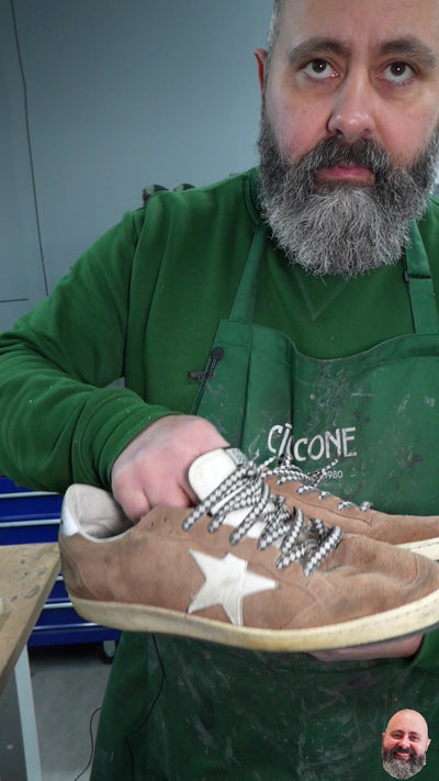 Video della risuolatura delle Golden Goose Ball Star effettuata dai Maestri Ciccone