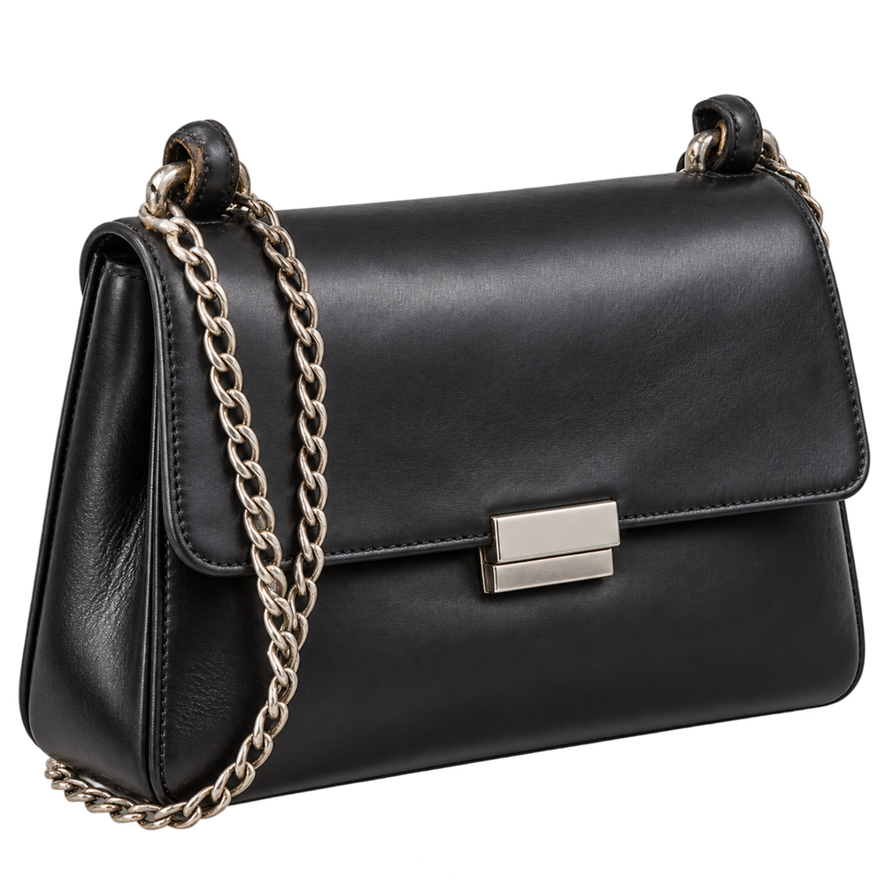 Borsa a spalla nera con catena, servizio di riparazione Saint Laurent