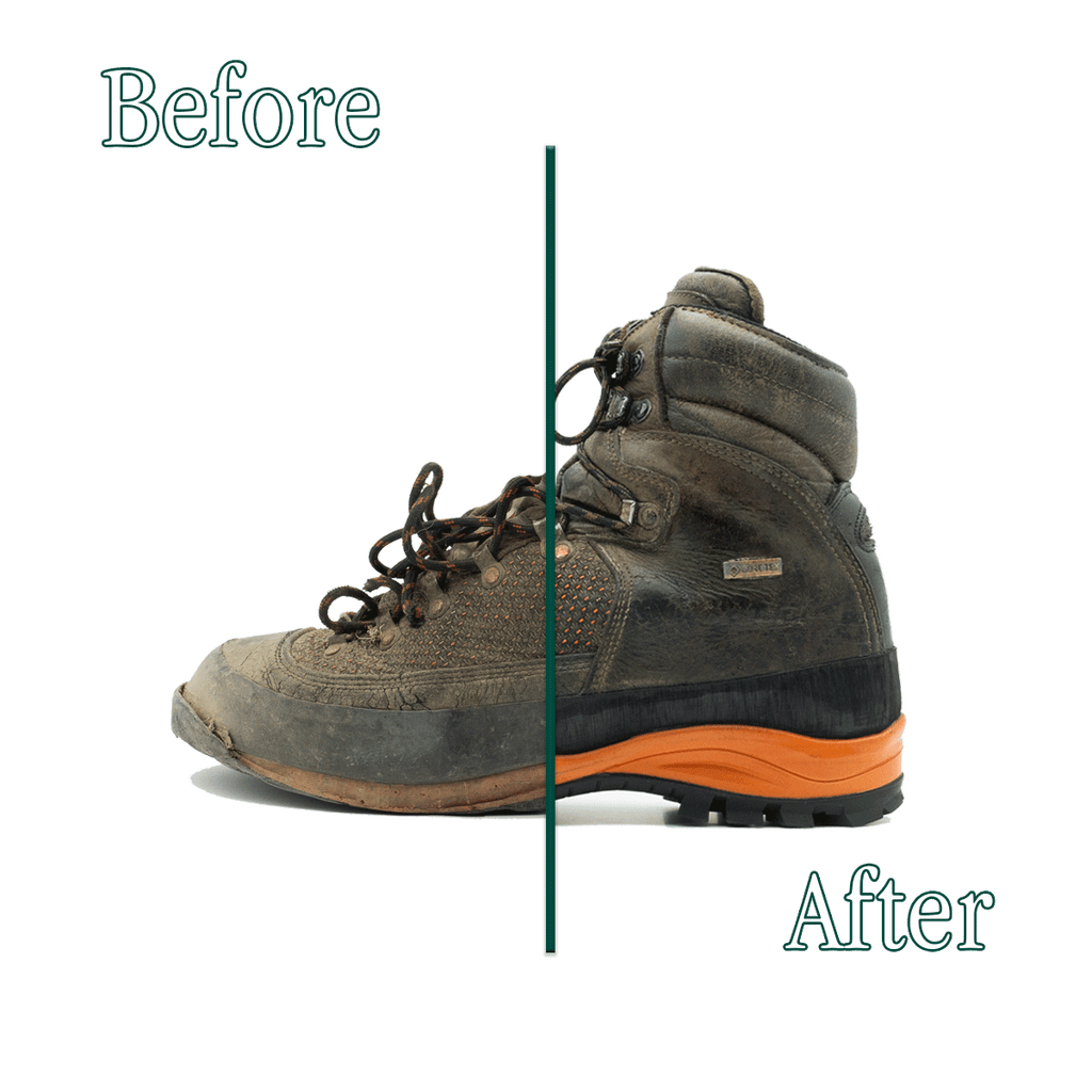 Gary's Shoe Store Crispi resole service before and after boots