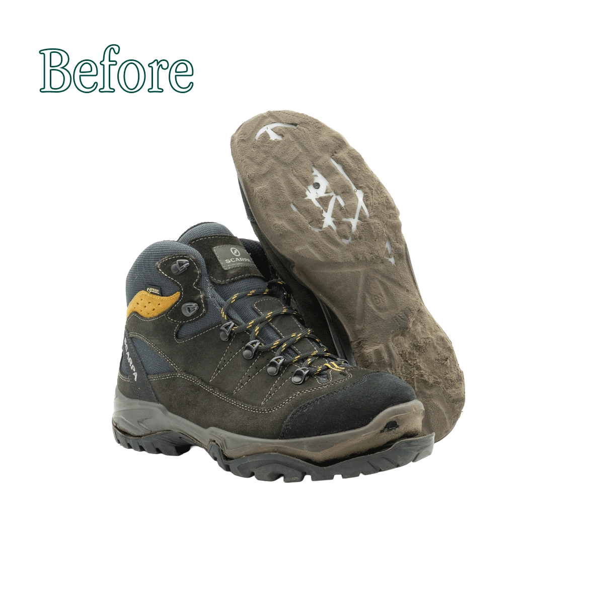 Scarponi La Scarpa prima della riparazione effettuata dai Maestri Ciccone con suole Vibram