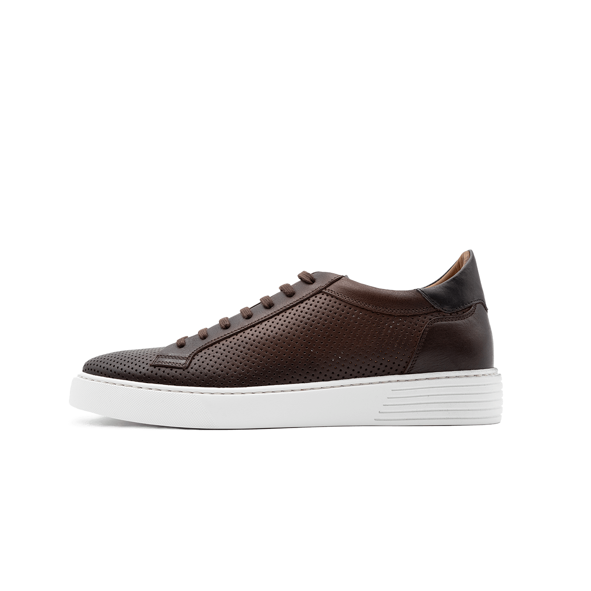Sneakers estive da uomo in pelle testa di moro, modello Oristano di Ciccone - vista laterale